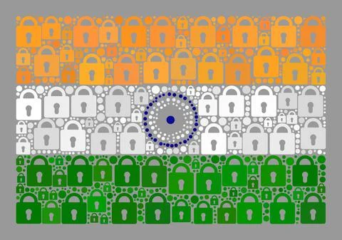 Guard India Flag - Mosaic with Locks 库存插图