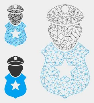 Guard Man Vector Mesh 2D Model and Triangle Mosaic Icon 스톡 일러스트