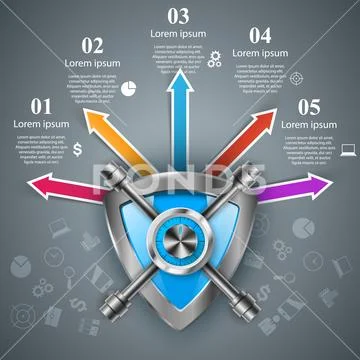 Guard, safe, security, deposit infographic. Stock Illustration