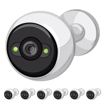 Guard security camera cctv cartoon vector graphic Stock Illustration