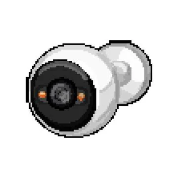 Guard security camera cctv pixel art vector illustration Stock Illustration