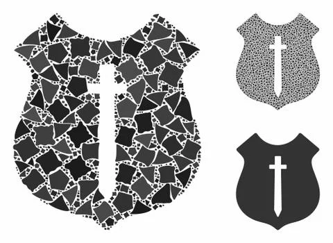 Guard shield Composition Icon of Rough Pieces Stock Illustration