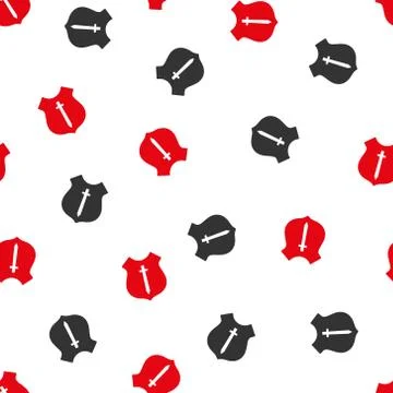 Guard Shield Flat Vector Seamless Pattern Illustrazione stock