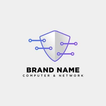 Guard shield protection digital logo template vector illustration Stock Illustration