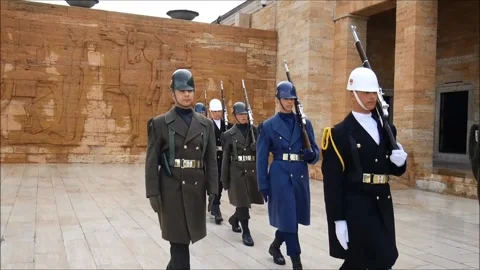 Guard shift changing march at Anitkabir Stock Footage 164516868