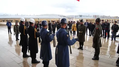 Guard shift changing march at Anitkabir Stock Footage 164516897