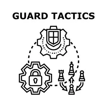 Guard tactics planning protecting digital security concept Stock Illustration