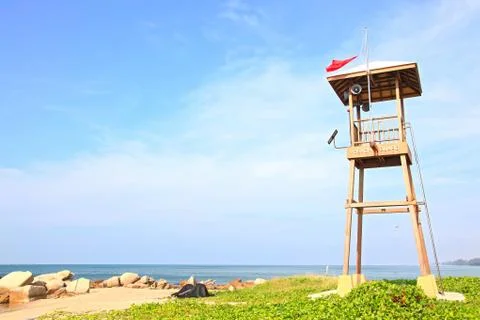 Guard tower at beach Stock Photos
