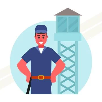 Guard-with-tower Stock Illustration