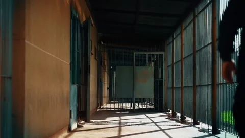 Guard Walking Down The Prison Mile Stock Footage
