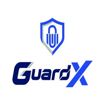 Guard x security shield logo icon with digital protection symbol high quality 4K Stock Illustration