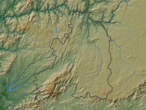 Guarda, Portugal. Colored elevation map with lakes and rivers Illustrazione stock