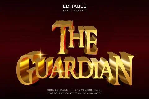 The Guardian 3D Text Effect Editable Gold Fantasy Typography Vector Asset Stock Illustration
