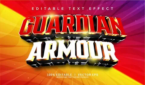 Guardian armour 3d vector text effect with modern style design Stock Illustration