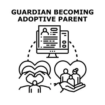 Guardian becoming adoptive parent process and family care Illustrazione stock