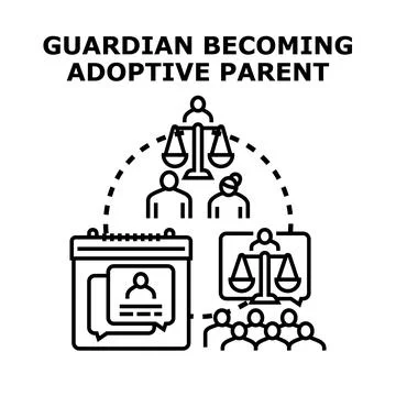 Guardian becoming adoptive parent process flat vector concept Stock Illustration