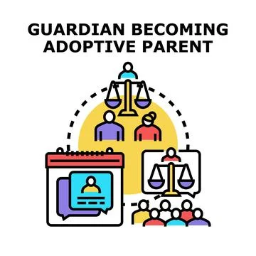 Guardian becoming adoptive parent process flat vector concept Stock Illustration