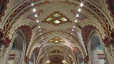 Guardian Building Lobby Interior Ceiling Tiles Detroit Michigan 스톡 동영상 214124759