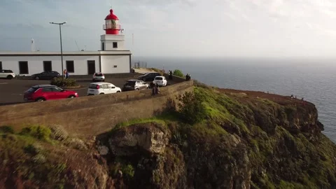 Guardian of the Cliffs: Madeira Lighthouse Stock Footage 254422129