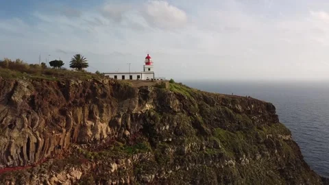 Guardian of the Cliffs: Madeira Lighthouse Stock-Footage 254422237
