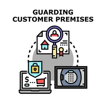 Guarding customer premises and property security concept Stock Illustration
