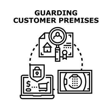 Guarding customer premises and property security concept Stock Illustration