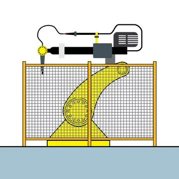 Guarding for Factory Robot Machine Stock Illustration