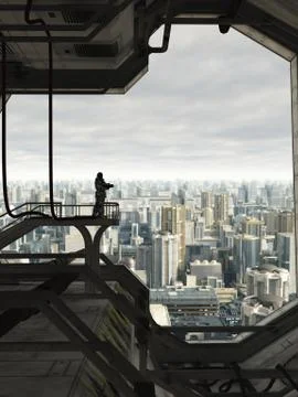 Guarding the Future City Illustrazione stock