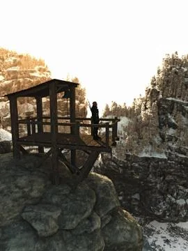 Guarding the Mountain Pass Stock Illustration