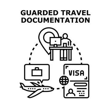 Guarding travel documentation for secure flight journeys Stock Illustration