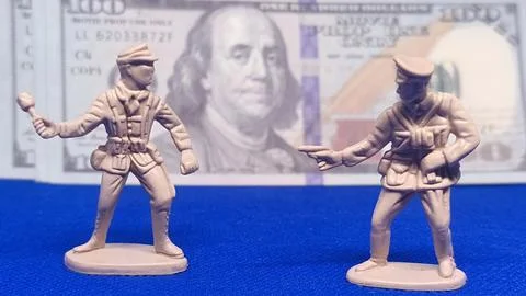 Guarding USD immediately conveys the protective theme and highlights the cu.. Stock Photos