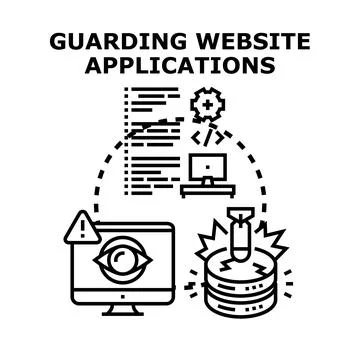Guarding website applications concept protecting data security 库存插图