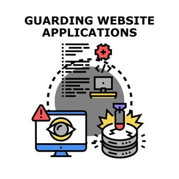 Guarding website applications concept protecting data security Stock Illustration