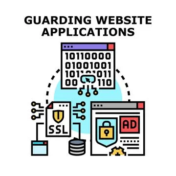 Guarding website applications security and data protection Stock Illustration