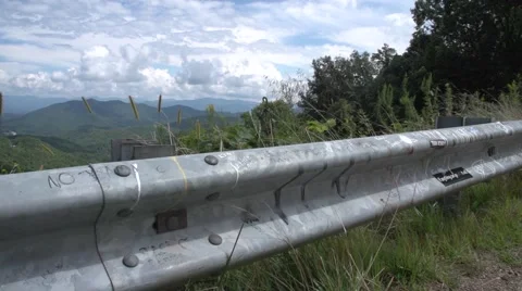 Guardrail to Mountain Pan Stock Footage 41667401