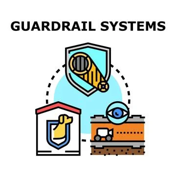 Guardrail systems concept protecting road safety and animals Stock Illustration