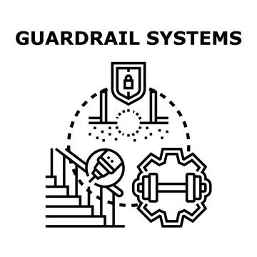 Guardrail systems ensuring safety and handrail support Stock Illustration