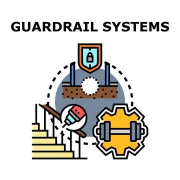 Guardrail systems ensuring safety and handrail support Stock Illustration