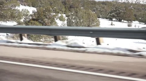 Guardrail Winter Mountain Highway Stock Footage 61734910