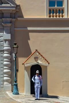 Guards in front of the Palace of Monaco Stock Photos