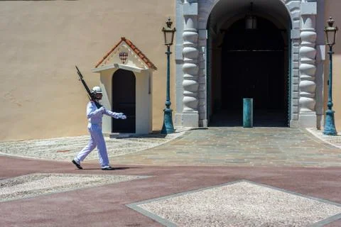 Guards in front of the Palace of Monaco Stock Photos