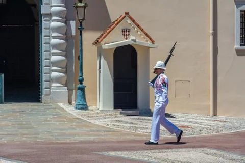 Guards in front of the Palace of Monaco Stock Photos
