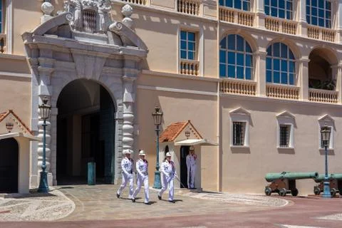 Guards in front of the Palace of Monaco Stock-Fotos