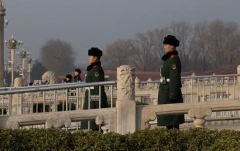 Guards outside the Forbidden City Stock Photos