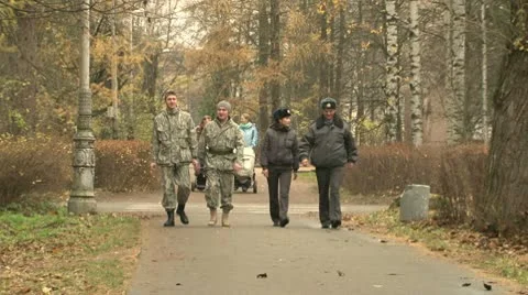 The guards in the park Stock Footage 10764878