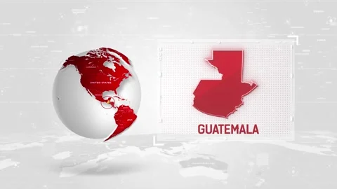 Guatemala 4K Tech Map Beside Globe On White Background. Stock Footage 341008919