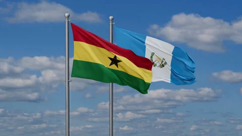 Guatemala and Ghana two flags Stock Footage 284023608