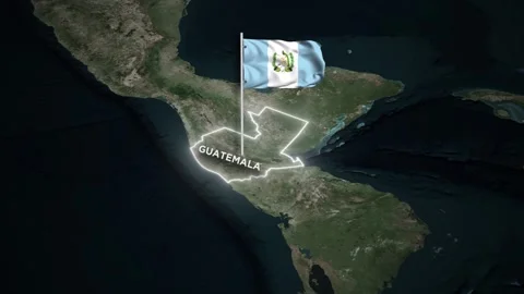 Guatemala Border Map Animation, Waving Guatemala National Flag on World Map Vidéo 332567750