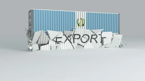 Guatemala container with the flag falls on top of a container labeled EXPORT Stock Footage 124594072