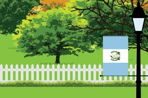 Guatemala Day Trees Lamp Vector Illustration Stock-Illustration
